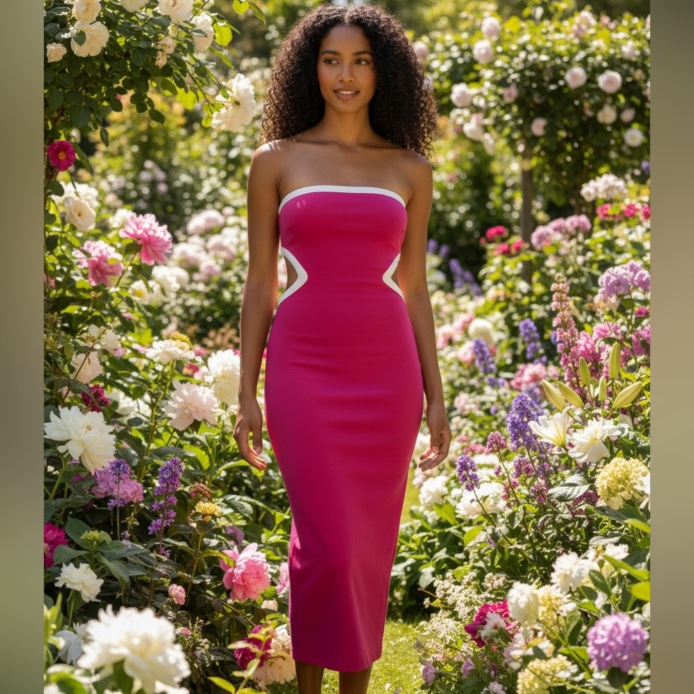 NWT Forever 21 Barbie Pink Midi Strapless Dress